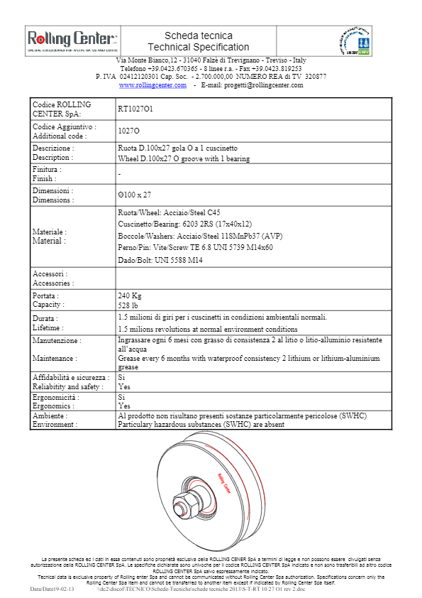 100mm Single Bearing Wheel